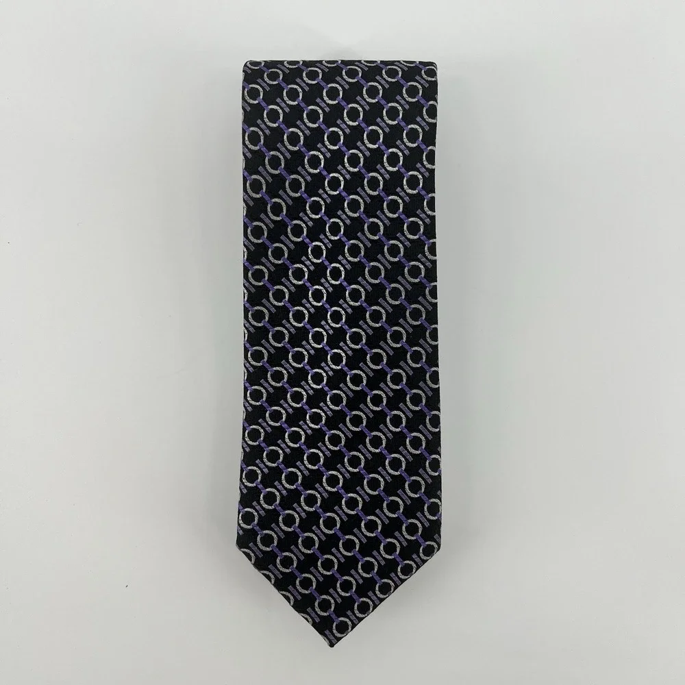 J.S. Blank & Company Men's 100% Silk Tie Black Purple Designer